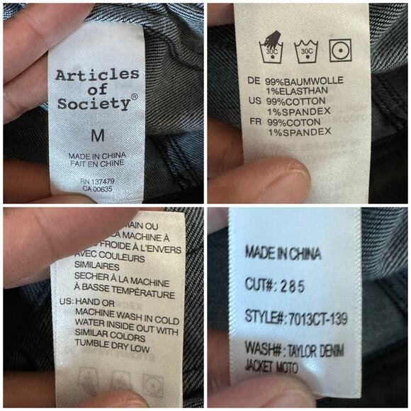 Articles of Society Black Denim Jacket Women’s Size Medium M - Picture 7 of 8
